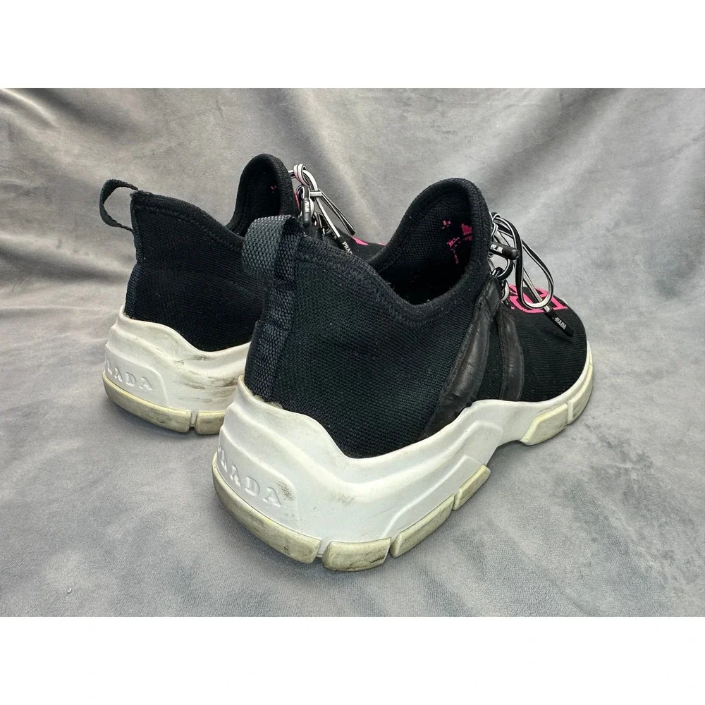 Prada Athletic Nylon Running Sneakers Women US 5 EU 35 Black And Pink